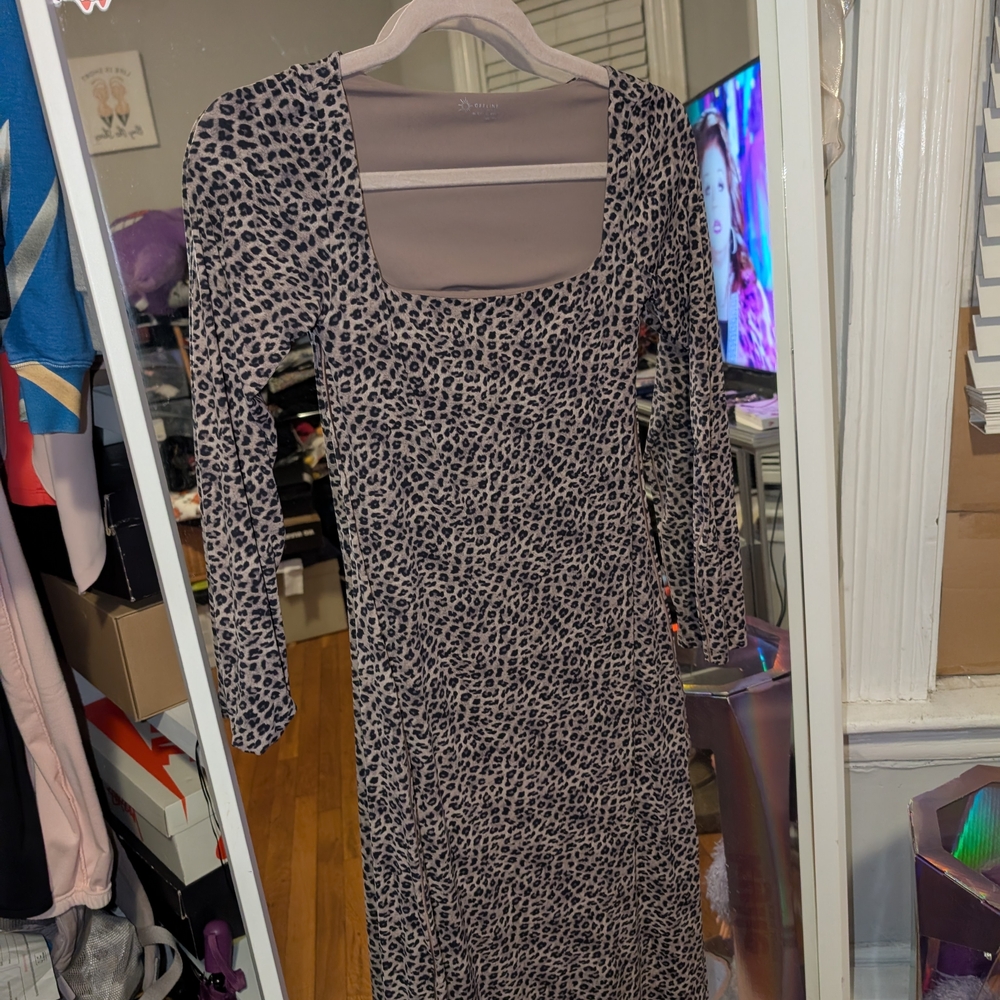Leopard Print Long Sleeve Dress